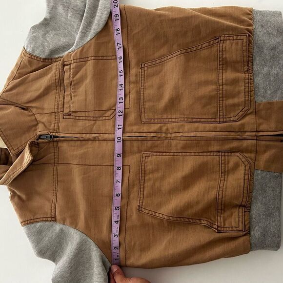 Hei Hei Anthropologie Tan Gray Color Block Full Zip Jacket Size M Sweater - Picture 11 of 11